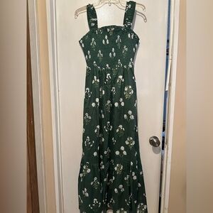 NWT Sugarlips Forest Green Floral Smocked Maxi Dress